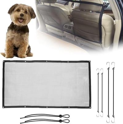 Autobarrière voor honden - Hondenhek auto - Veiliger autorijden - Verstelbaar met touw - 110 x 72 cm - Zwart