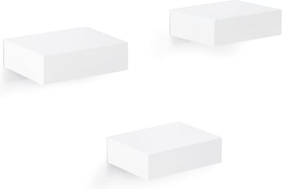 Happyment Luxe Wandplank Zwevend - 10,5cm - Zwevende wandplanken tegen muur - Wandrek - Fotoplank kinderkamer - Boekenplank - Hout MDF - Wit - Set van 3