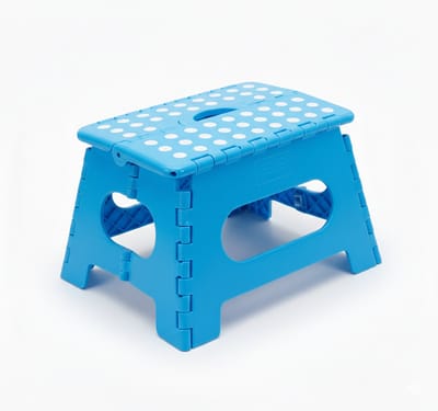 MONTKIARA Opvouwbaar opstapje met rubberen noppen - Draagbaar opvouwbaar krukje met een draagvermogen tot 150 kg - Opvouwbaar opstapkrukje voor thuis en op kantoor (31x22x22cm blauw - 01 stuk)