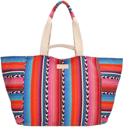 Zebra Trends Richelle Strandtas - Ritssluiting - Schoudertas - Ritsvak - Shopper - Zomertas - Beach - Multi fuchsia