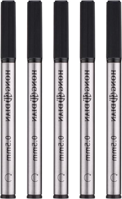 Vervangbare Rollerball Pen Navullingen - Sneldrogende Zwarte Inkt, 0.5mm Fijne Punt, Geschikt voor Mini Rollerball Pennen (Verpakking van 5)