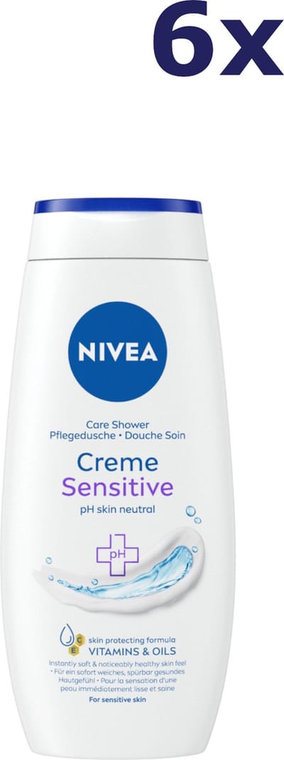 6x Nivea douchegel 250ml Creme Sensitive
