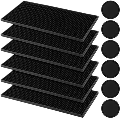 Dailygoods- Afdruipmat 6 stuks 30x15 cm - Afdruipmat Siliconen - Bar Mat - Onderzetters - Waterdicht - Duurzaam PVC-materiaal - Barmat