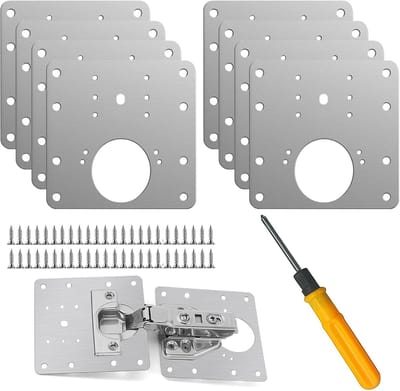 Kast Scharnier Reparatie - Deurbevestiging Set - Keukenkast Reparatie - Roestvrij Staal - 8 Stuks Kit - Zilver