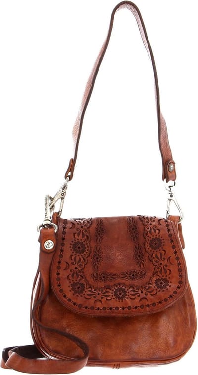 CAMPOMAGGI Leren Schoudertas Crossbody Small Cognac Terracotta