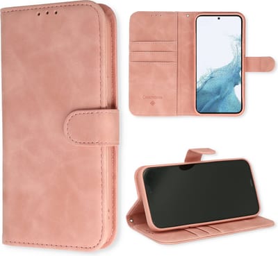 Casemania Hoesje Geschikt voor Samsung Galaxy S23 - Pale Pink - Luxe Kunstlederen Portemonnee Book Case