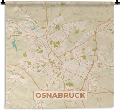 Wandkleed - Wanddoek - Plattegrond - Osnabrück - Kaart - Stadskaart - Vintage - 180x180 cm - Wandtapijt