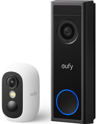 eufy C30 2K Draadloze Video Deurbel 2K FHD - Accu Zwart + eufy Security eufyCam C35, Wit, Draadloze Beveiligingscamera, Voor Buiten en Binnen. Bundelvoordeel