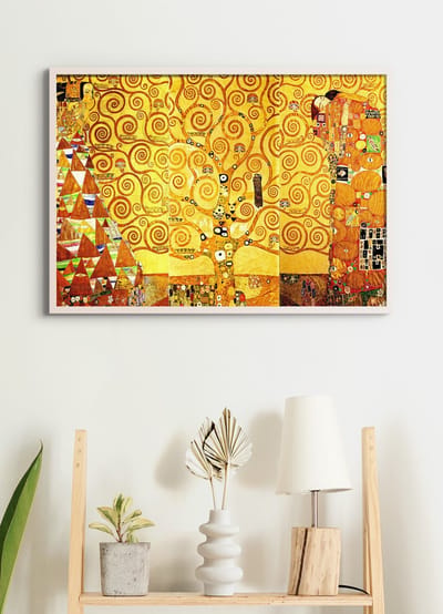 Poster In Witte Lijst - Levensboom - Gustav Klimt - Large 50x70 - Art Nouveau - Kunst - 'Tree of Life'
