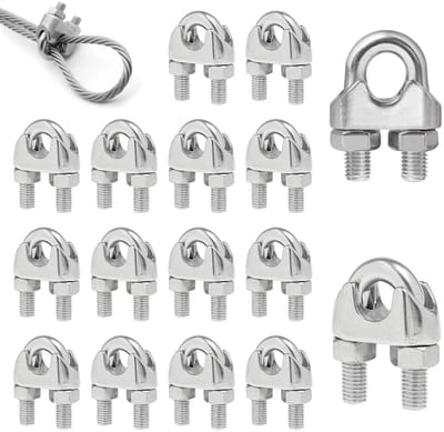 Set van 16 RVS Kabelklemmen M6 voor 6mm Staalkabels