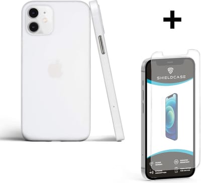 ShieldCase Extreem dun geschikt voor Apple iPhone 12 Mini hoesje - 5.4 inch - transparant + glazen Screen Protector - Ultra dun hoesje - Super dunne case - Dun hoesje doorzichtig - Transparant hoesje - Transparante case doorzichtig + glas
