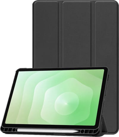 Hoesje Geschikt voor Samsung Galaxy Tab S11 - Dun & Stevig - Trifold Bookcase - Hard Cover Case - Met Uitsparing Geschikt voor S Pen - Hardcover Book - Tablet Hoes - Zwart
