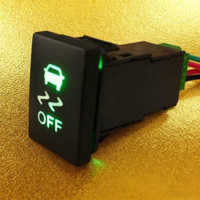 Interrupteur à bouton lumineux de voiture Marche Arrêt LED verte Remplacement pour Prado Land Cruiser 12V‑24V black