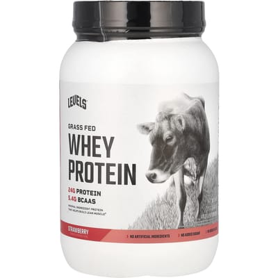 Levels, Wei-eiwitpoeder van grasgevoerde koeien, Aardbei, 2 lb (907 gram)