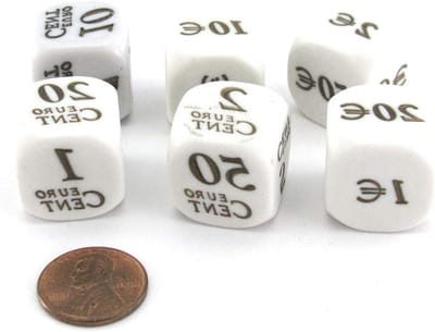 Dobbelstenen Set - Spel accessoires - Spel avonden - Geld thema - 6 stuks 20mm - Multicolor