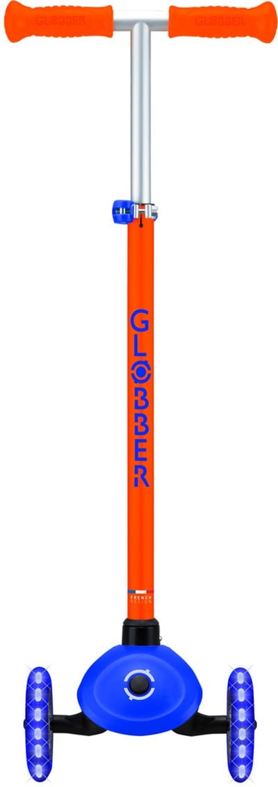 Kinderstep - Globber Primo Plus - Neon Blauw - Vanaf 3 Jaar - Lichtgevende Wielen - T-bar In Hoogte Verstelbaar