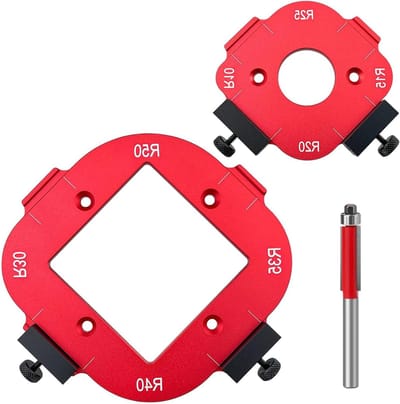 Radius Jig Sjabloon - Hoekmal Router - Houtbewerking Hoek Afronden - 8 Verschillende Maten - Set van 2 - Rood