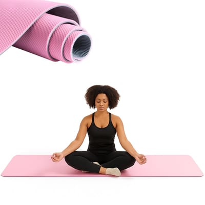 Lomera Antislip Yogamat - TPE Materiaal - Roze Yogamat - Draagbare Yogamat - Elastische Draagbanden - Zachte Yogamat - Flexibele Yogamat - Yoga en Fitness - Makkelijk op te Bergen - Optimale Grip - Grond Workouts - Pilates