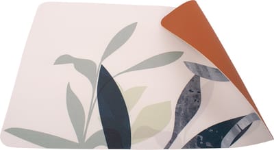 Kade 171 placemats rechthoekig 6 stuks 45 x 30 cm - lederlook wit met planten en bruin