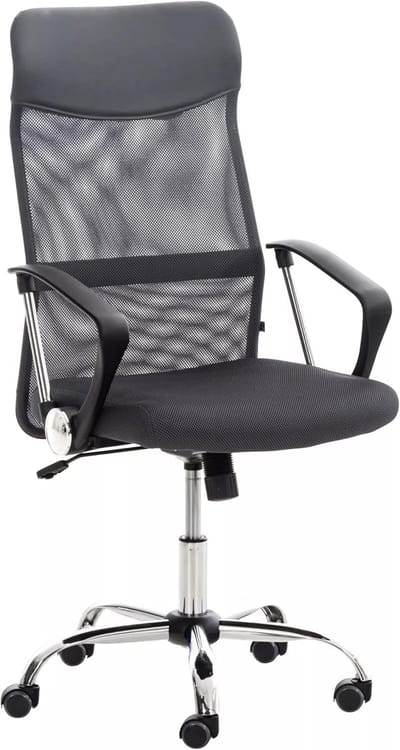 Ergonomische Bureaustoel - Netstof Stoel - Thuiswerk Kantoor - Traploos Verstelbaar - 110 cm Hoog - Grijs