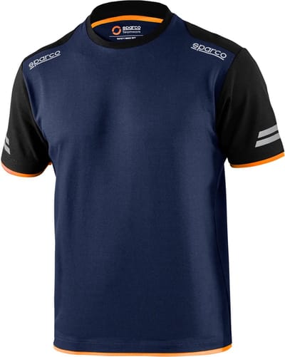 Sparco Tech Tucson T-Shirt - Zwart/Grijs/Marineblauw — Oranje — XL