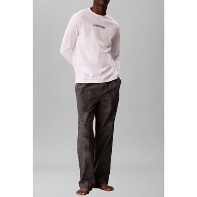 Calvin Klein Ls Tee Pant Set Classic White Top/summit Plaid Taglia: XL | Pigiameria Outlet | Uomo | Bianco