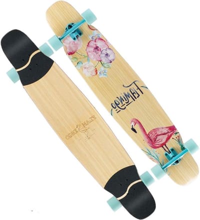 Compleet Skateboard - Dansbord Longboard - Vrije Stijl Rijden - Dubbel Gebogen Dek - 48 Inch Lengte - Flamingo