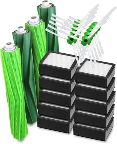 Dparts XL vervangingsset geschikt voor iRobot Roomba - 10x HEPA filter - 10x zijborstel - 4x rubberen borstels - voor E5 E6 i3 i3+ i4 i4+ i5 i5+ i6 i6+ i7 i7+ i8 i8+ J7 J7+ - filterset - dubbele hoofdborstels - zijborstels - 4757966
