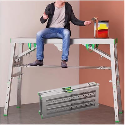 Verstelbare Steiger - Werkplatform Vouwsteiger - Reparatie Huis - 5 Hoogte-instellingen - 180cm x 40cm - Zwart