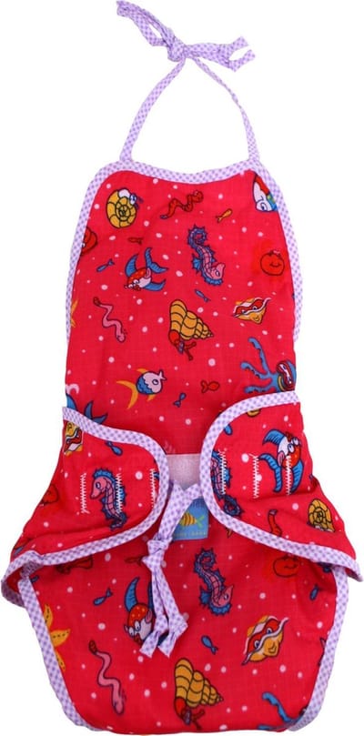 Kushies - luier -  wasbare zwemluier - badpak - maat 8 - 18/23 kg - paars -visjes