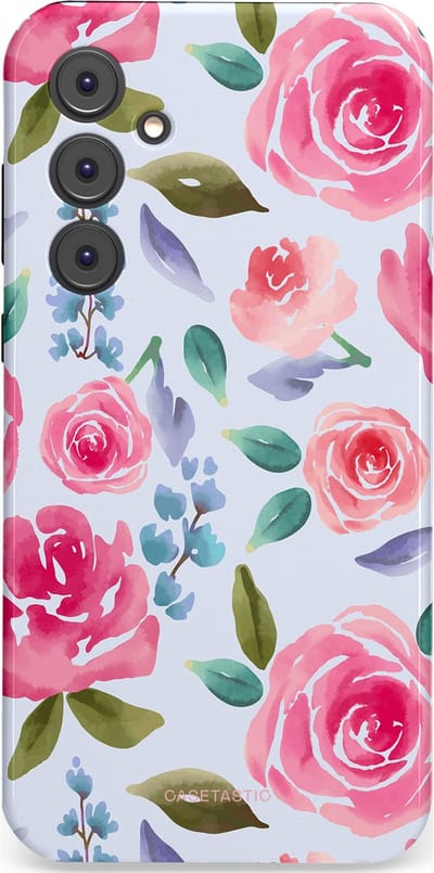 Casetastic hoesje geschikt voor Samsung Galaxy A35 - Dubbellaagse bescherming - Aquarel Bloemendroom - Fashion Case - Lichtblauw Lichtroze
