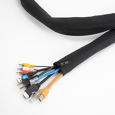 Kabel organiser - Kabelhoes - Kabeljasje - Kabelgoot - 50 cm - Cable sleeve - Kabels wegwerken - Zwart - Jonyx