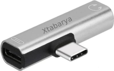 Xtabarya 2 In 1 Usb Type C Converter Naar 3.5mm Aux Jack Adapter Usb C Opladen Uitbreiding Oortelefoon Adapter- Zilver