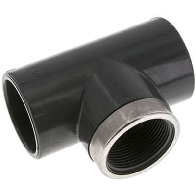 PVC T-Stuk Lijmmof 50mm x Binnendraad Rp1-1/2 ''