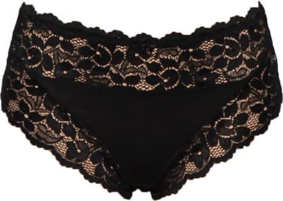 J&C dames tailleslip met kant - microfiber - Kanten vrouwen onderbroek - Elastisch - Zwart / M
