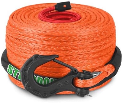 Synthetisch 3/8" x 100ft Liertouw met Haak en Bescherming - 25LB Dyneema Kabel voor Off-Road en Recovery