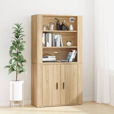 vidaXL - Hoge - kast - bewerkt - hout - sonoma - eikenkleurig