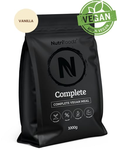 Nutrifoodz – Eiwitpoeder Vegan – Complete - Eiwitshake - Vanillesmaak – Maaltijdshake – 20 maaltijden – 26 essentiële vitamines en mineralen - Noodpakket -noodpakket voeding