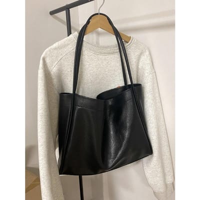 Tas met grote capaciteit voor dames Nieuwe casual textuur Zacht leer Pendeltas Modieuze schoudertas Draagtas gray