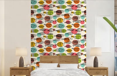 Behang - Fotobehang Stippen - Vis - Regenboog - Breedte 140 cm x hoogte 220 cm