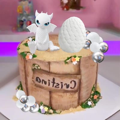Cake Topper White Dragon Dragon Eggs Cake Decoration Black Balls - ShopVlot