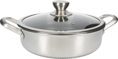 Cheffinger Lage Braadpan met Deksel - 24cm - RVS - Honingraat - Inductie