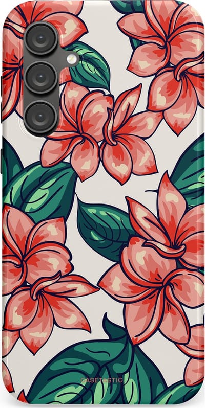 Casetastic hoesje geschikt voor Samsung Galaxy S23 FE - Dubbellaagse bescherming - Bloemenparadijs - Fashion Case - Petrol Koraal Perzik Wit