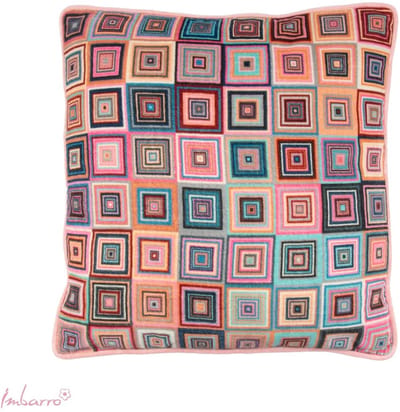 Imbarro - Sierkussen - Kussen - Colour Blocks - Velvet Katoen - 50x50 cm - Multicolor Blokjes
