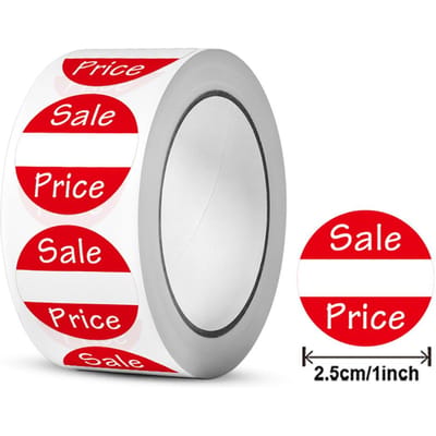 100-500 Stuks Rode Sale Prijs Labels Stickers Ronde Zelfklevende Papieren Stickers Bakken Taarten Winkel Kortingsprijs Stickers white