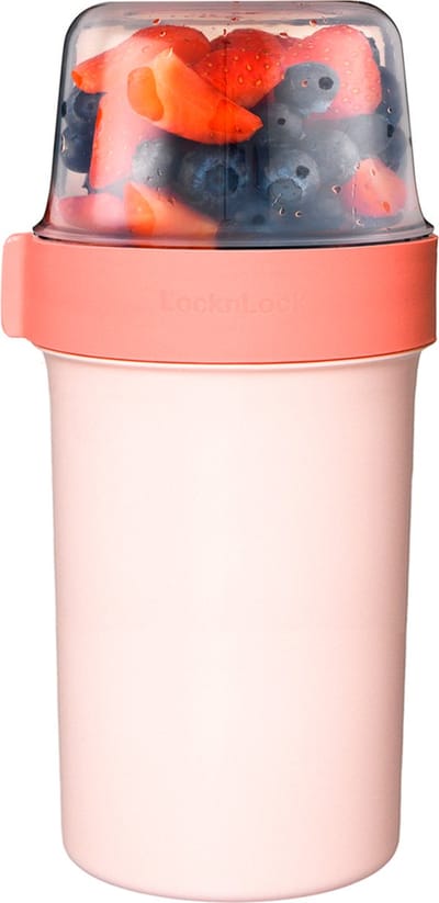 Lock&Lock Yoghurtbeker - Yoghurt beker to go - Muesli beker to go - Lekvrij - BPA vrij - PFAS vrij - 760 ml + 310 ml - Kwark beker - Soepbeker - Lunchbeker - Salade to go - Saladebox - Roze