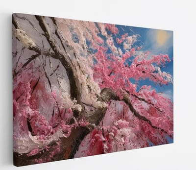 Saammp Canvas Schilderij - Roze - Boom - Abstract - Landschap - Natuur - 45x30 - Foto op canvas - Wanddecoratie - Muurdecoratie Woonkamer - Slaapkamer decoratie - Canvas Print