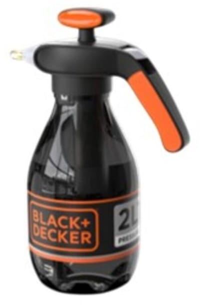 BLACK+DECKER Plantenspuit 2L - Drukspuit met Instelbare Waterspray - Waterspuit / Waterverstuiver voor Planten en Schoonmaak - Plantensproeier met Pompdruk - Zwart Oranje