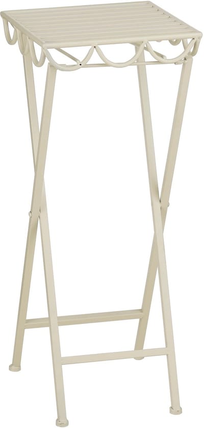 Mica Decorations Rosalie Planttafel voor Buiten - Plantenstandaard voor Kamerplanten 68 x 28cm - Inklapbaar - IJzer - Offwhite