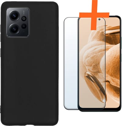 Hoes - Met Screenprotector - Geschikt voor Xiaomi Redmi Note 12 4G - Sterk & Shockproof - Back Cover - Siliconen Case - Telefoon Hoes - Zwart